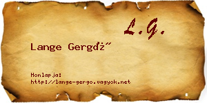 Lange Gergő névjegykártya